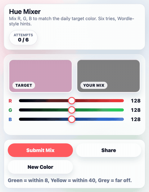 Play Hue Mixer — Match the Daily Color