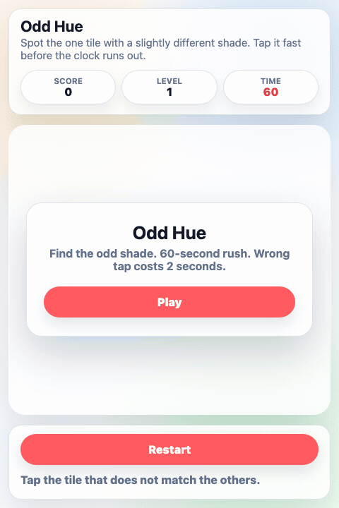 Play Odd Hue — Spot the Different Shade